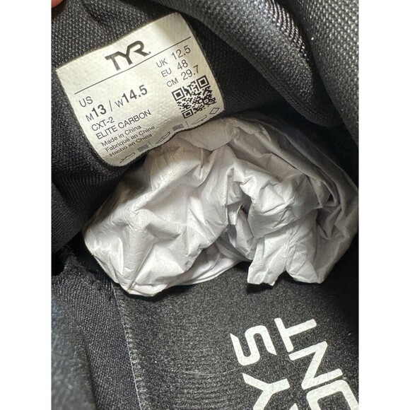 TYR CXT-2 Elite Carbon Size M13/W 14.5 Black Weightlifting Shoes - Picture 6 of 6